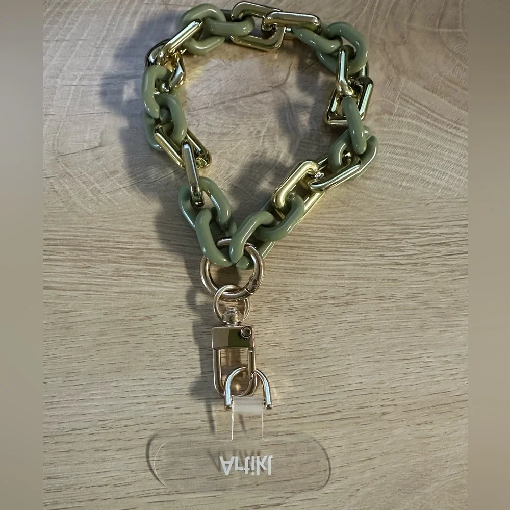 Chunky Green and Gold Phone Chain